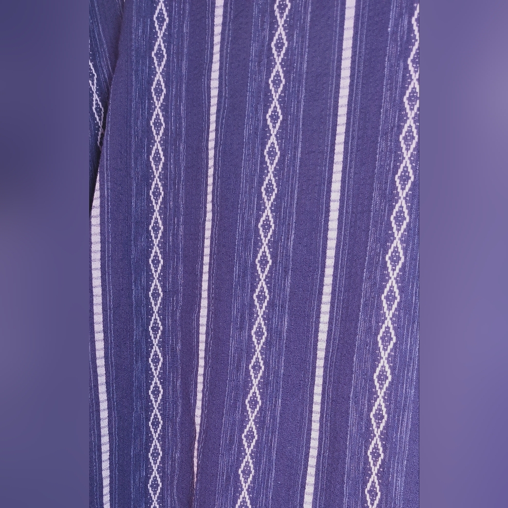 Japanese Kimono Cotton Cardigan Jacket Kimono Japan Textured Size LL Blue Stripe - Picture 10 of 16